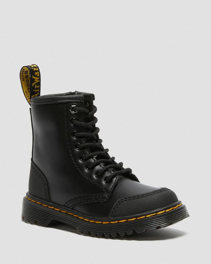 Botas Casuales Dr Martens Toddler 1460 Overlay Cuero Niños Negros | MX 157SGL